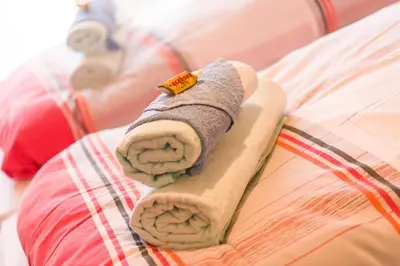 Ein Bett oder Betten in einem Zimmer der Unterkunft apartment EFEU 