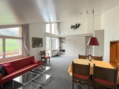 Ein Sitzbereich in der Unterkunft Apartment Ringstrasse Apt 421 by Interhome