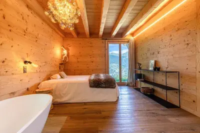 Ein Bett oder Betten in einem Zimmer der Unterkunft Base Camp COSY chalet 4 personnes
