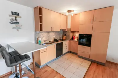 Küche/Küchenzeile in der Unterkunft Logement chaleureux au coeur de la station