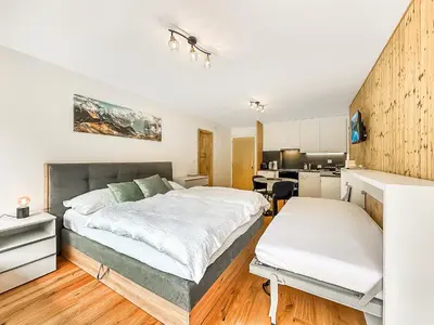 Ein Bett oder Betten in einem Zimmer der Unterkunft Pied de piste de Thyon - 4 Vallees