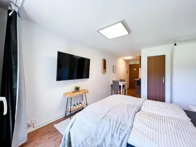 Ein Bett oder Betten in einem Zimmer der Unterkunft Panorama apartment for 2 near Zermatt with parking!