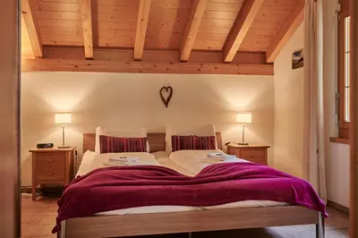 Ein Bett oder Betten in einem Zimmer der Unterkunft Apartment Silberhorn, outstanding view, spacious, family friendly