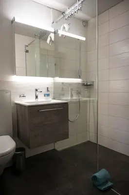 Ein Badezimmer in der Unterkunft Moderne 2-Zimmer-Wohnung in Albinen mit Aussicht