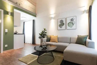 Ein Sitzbereich in der Unterkunft Spirit Apartments Suites