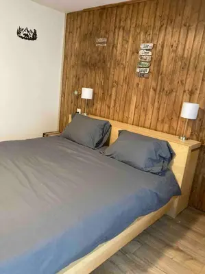 Ein Bett oder Betten in einem Zimmer der Unterkunft Appartement at the heart of Saas Fee