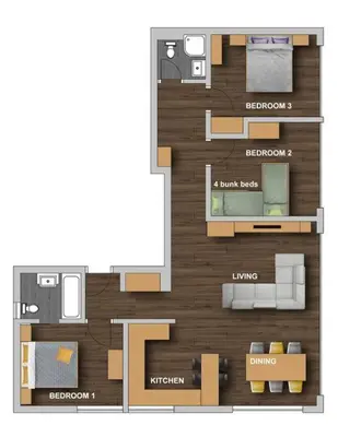 Grundriss der Unterkunft Perla Garden, stylish apartment