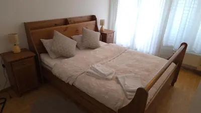 Ein Bett oder Betten in einem Zimmer der Unterkunft Appartement l Magnifique vue l Proche Crans-Montana