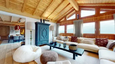 Ein Sitzbereich in der Unterkunft Arnold COCOONING & VIEW chalet 12 personnes Les Masses