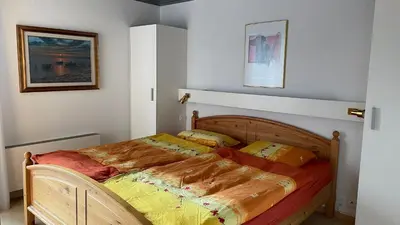 Ein Bett oder Betten in einem Zimmer der Unterkunft Bel appartement de 2 chambres avec magnifique vue à Crans-Montana