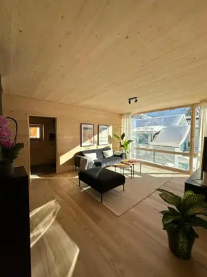 Ein Sitzbereich in der Unterkunft Mondholz Ferienwohnung