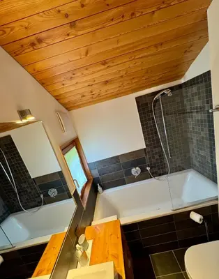 Ein Badezimmer in der Unterkunft Les Mazots du Hameau - Charme Alpin avec Cuisine équipée