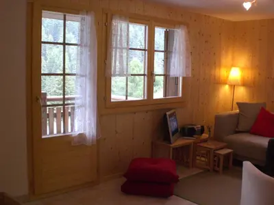 Ein Sitzbereich in der Unterkunft Apartments Vieux Chalet