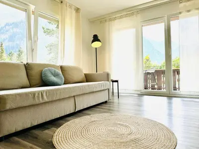 Ein Sitzbereich in der Unterkunft Modern designed, luxury mountain view Apartment