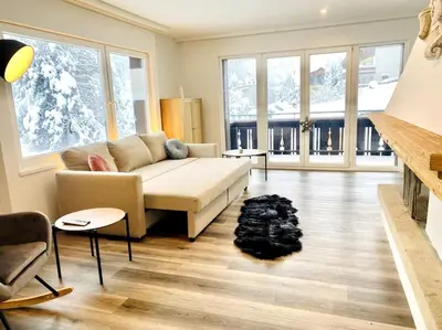 Ein Sitzbereich in der Unterkunft Modern designed, luxury mountain view Apartment