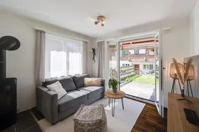 Ein Sitzbereich in der Unterkunft Bergoase für zwei - mit Terrasse & Bergkulisse