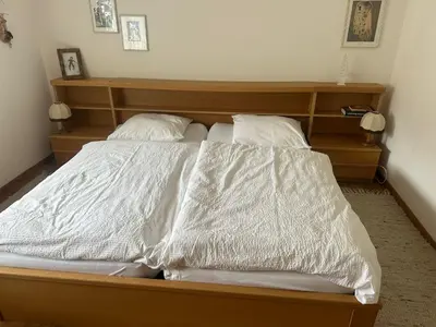 Ein Bett oder Betten in einem Zimmer der Unterkunft Appartement avec grande terrasse Loèche les Bains