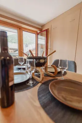 Ein Sitzbereich in der Unterkunft Charmant studio au centre de Saas-Fee