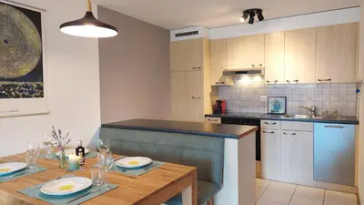 Küche/Küchenzeile in der Unterkunft Ferienwohnung Aspa EG Ost