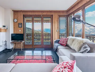 TV/Unterhaltungsangebot in der Unterkunft Apt Veysonnaz avec terrasse et vue imprenable