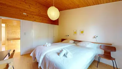 Ein Bett oder Betten in einem Zimmer der Unterkunft Mountain getaway in the heart of Nax