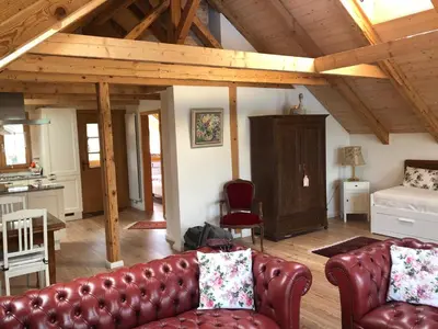 Ein Sitzbereich in der Unterkunft Haus am See