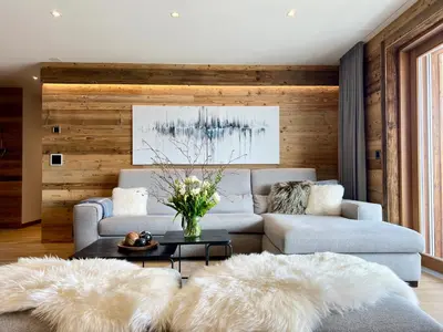 Ein Sitzbereich in der Unterkunft Luxury chalet apartment 4 Valleys