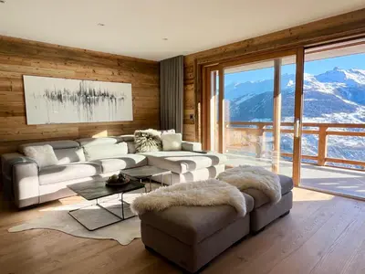 Ein Sitzbereich in der Unterkunft Luxury chalet apartment 4 Valleys