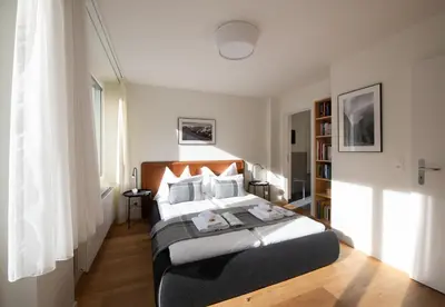 Ein Bett oder Betten in einem Zimmer der Unterkunft Apartment Jungfrauview