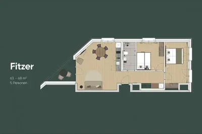 Grundriss der Unterkunft KURVE Apartments & Lounge