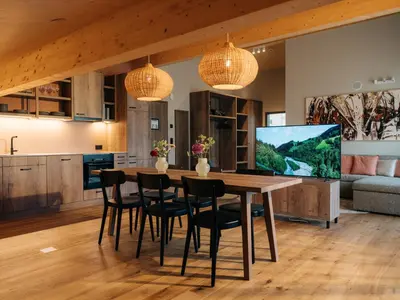 Ein Sitzbereich in der Unterkunft KURVE Apartments & Lounge