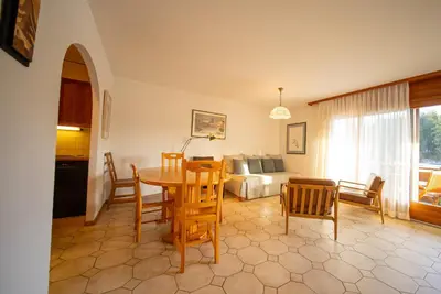 Ein Sitzbereich in der Unterkunft Apartment Corfou