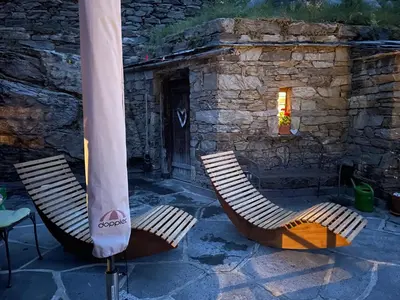 Ein Sitzbereich in der Unterkunft Chalet Bildji