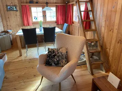 Ein Sitzbereich in der Unterkunft Chalet Bildji