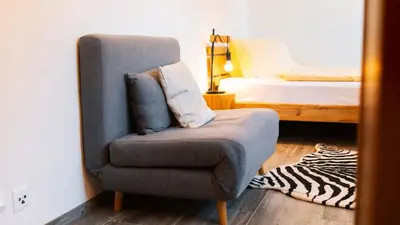 Ein Sitzbereich in der Unterkunft Apartment Olsa - Cozy Studio in Kandersteg