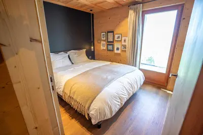 Ein Bett oder Betten in einem Zimmer der Unterkunft Alphütte Ried