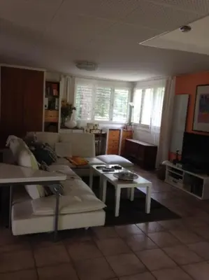 Ein Sitzbereich in der Unterkunft casa ad Avegno con 1500mq di giardino