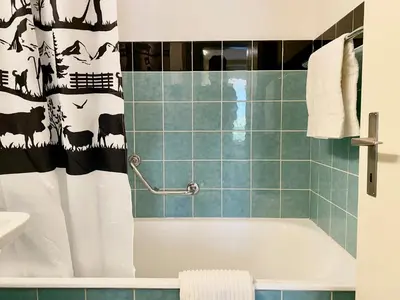 Ein Badezimmer in der Unterkunft Jungfraujoch, Chalet Ski In&Out, Wengen, Valley view