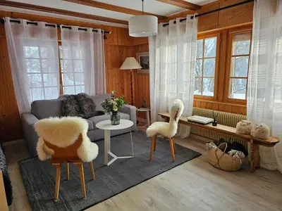 Ein Sitzbereich in der Unterkunft Chalet Alpin vue Dent Blanche