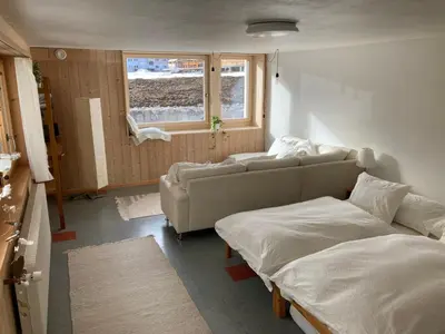 Ein Bett oder Betten in einem Zimmer der Unterkunft Chalet Wasserfall 3-Zimmerferienwohnung möbliert