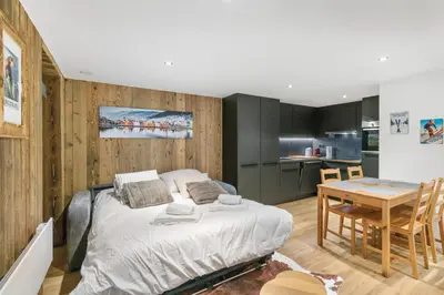 Küche/Küchenzeile in der Unterkunft Studio élégant au cœur des Alpes