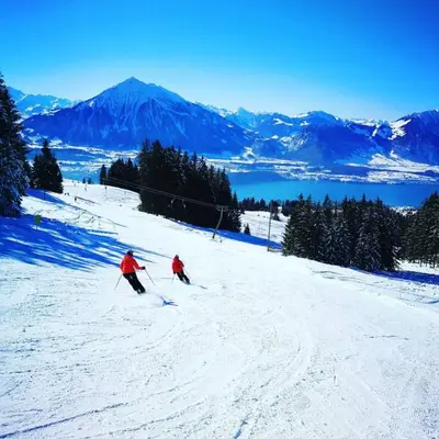 Lake Thun Alps Scenic Views and Concierge by SwissHut im Winter