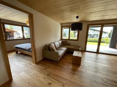 Ein Sitzbereich in der Unterkunft Bergblick Apartments - Weisshorn