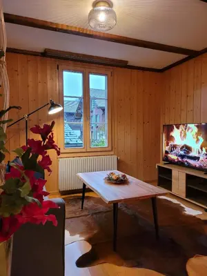 TV/Unterhaltungsangebot in der Unterkunft Mountain View Apartment in Leissigen by Interlaken
