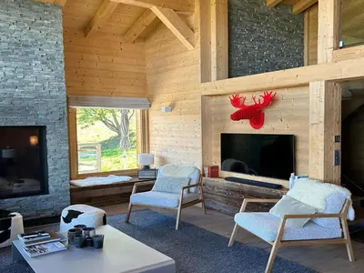 Ein Sitzbereich in der Unterkunft Chalet in Les Masses with sauna