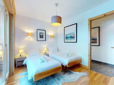 Ein Bett oder Betten in einem Zimmer der Unterkunft Luxurious apartment in Veysonnaz