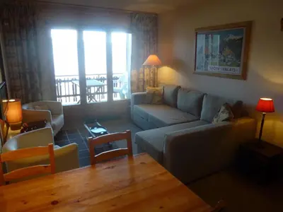 Ein Sitzbereich in der Unterkunft Studio in Veysonnaz near Ski Lift