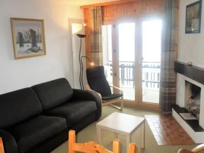 Ein Sitzbereich in der Unterkunft Great apartment in Veysonnaz