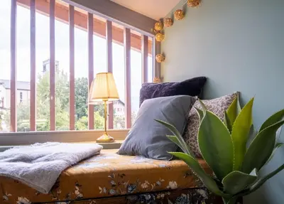 Ein Bett oder Betten in einem Zimmer der Unterkunft Tiny house Les Nomades