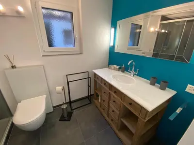Ein Badezimmer in der Unterkunft Merligen 15 min to Interlaken Seeblick